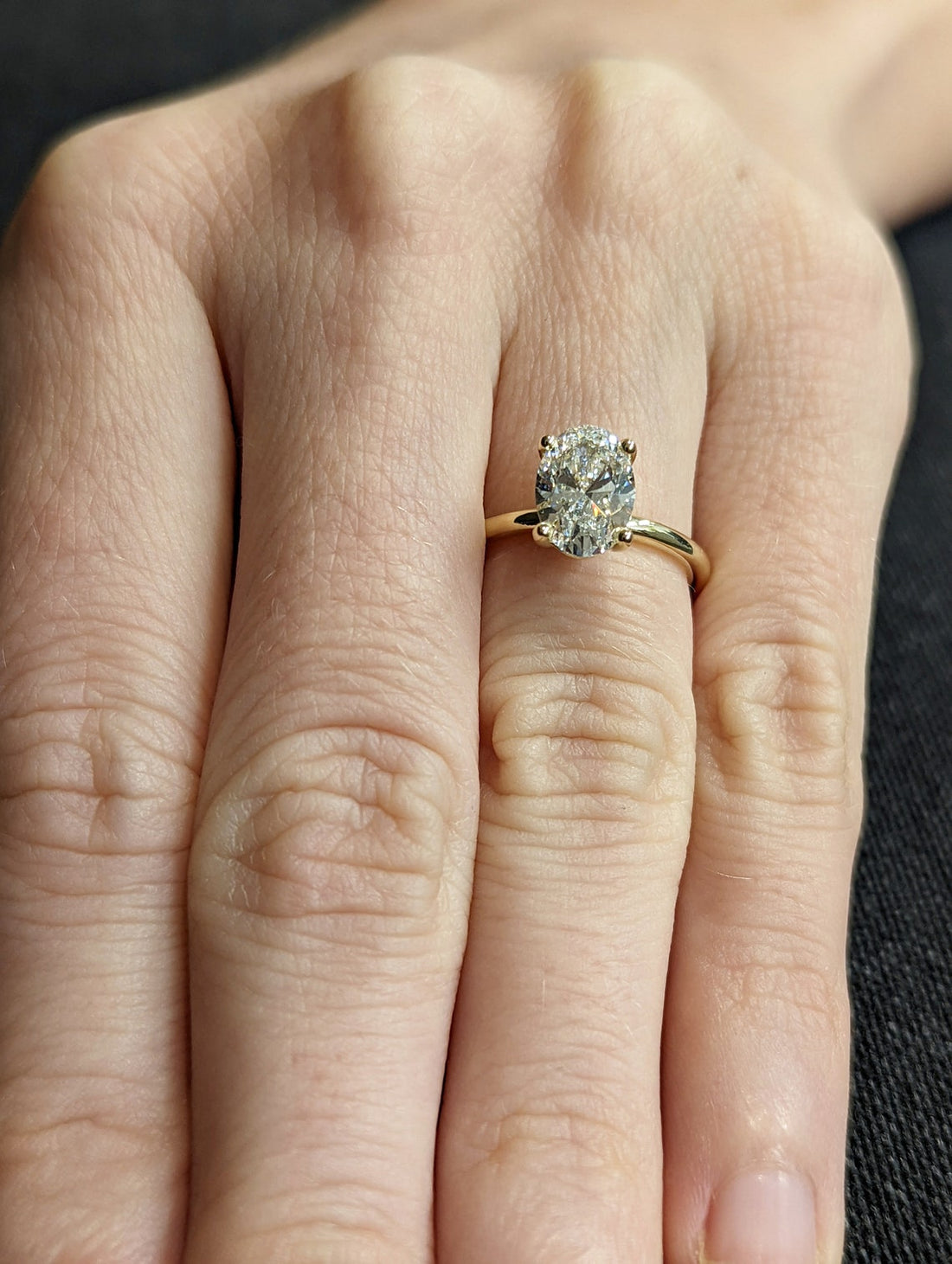 1.50 - 3.50 CT Oval CVD Diamond Solitaire Engagement Ring