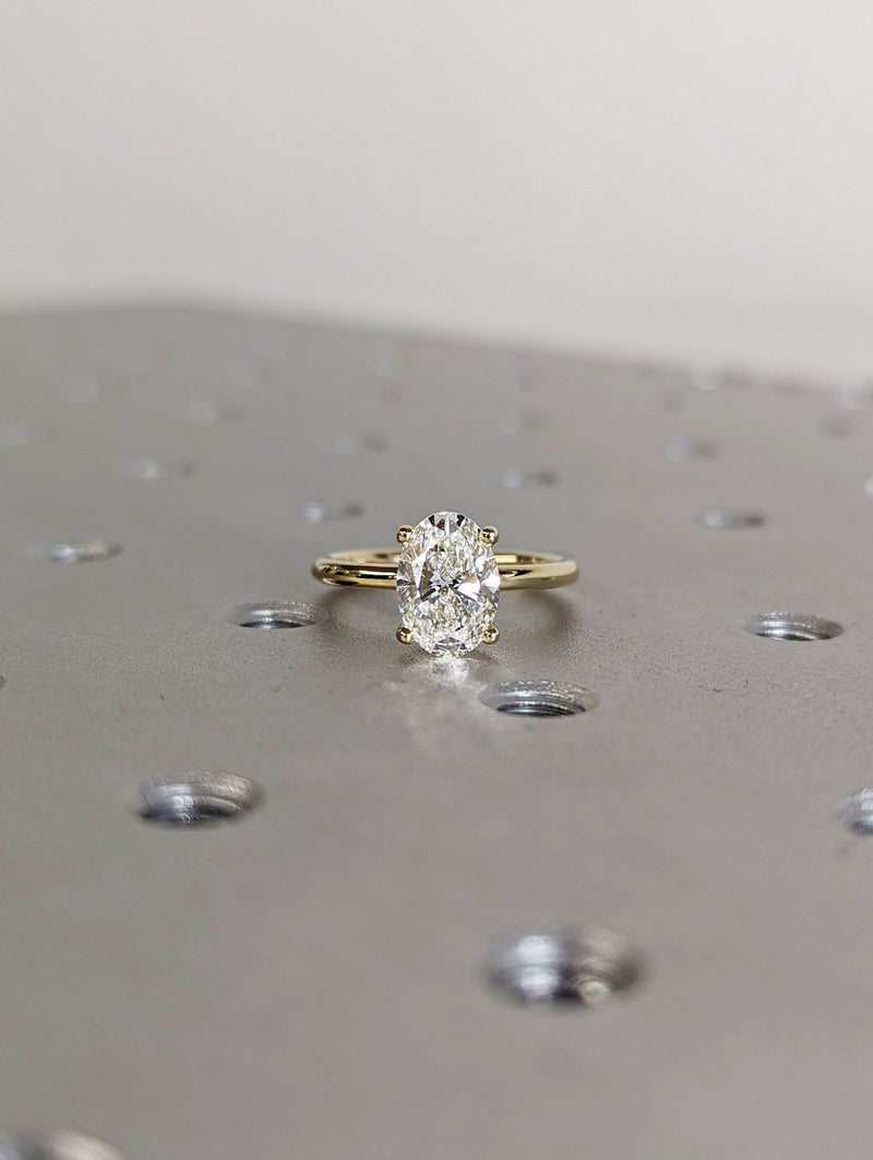 1.50 - 3.50 CT Oval CVD Diamond Solitaire Engagement Ring