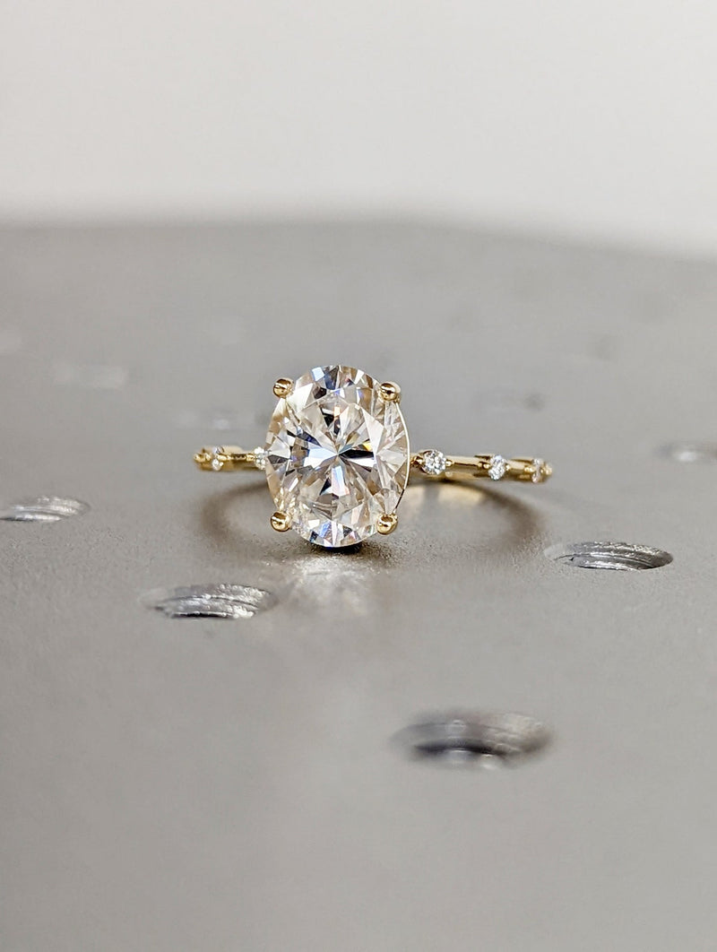 1.50-3.50 CT Oval CVD Diamond Dainty Engagement Ring