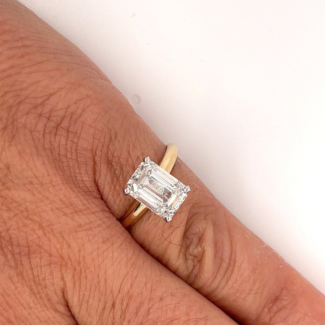1.0-3.0 CT Emerald CVD Diamond Solitaire Engagement Ring