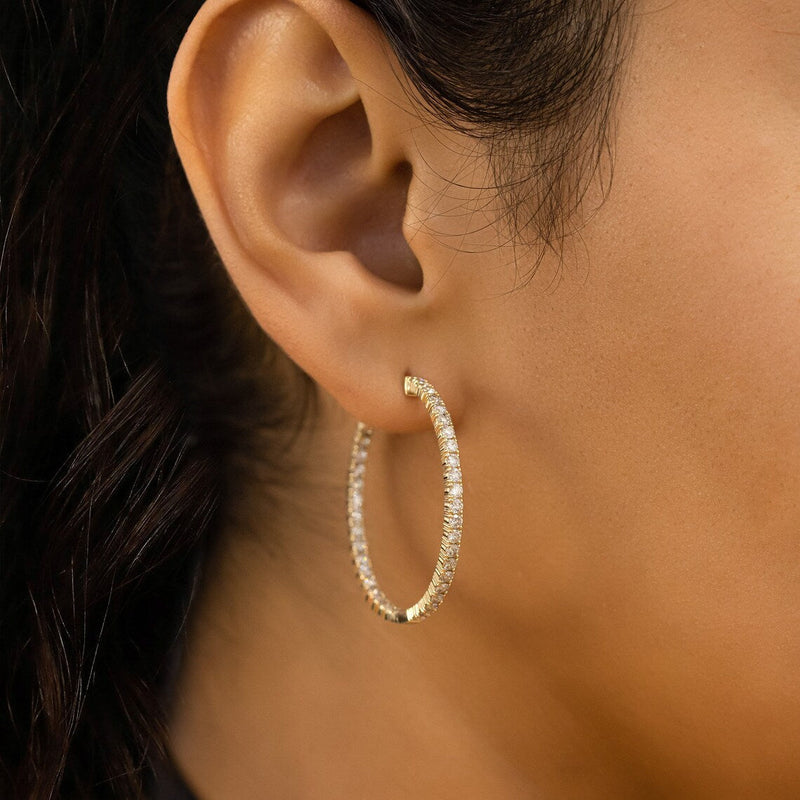 2.66 TCW Round Moissanite Diamond Hoop Earrings