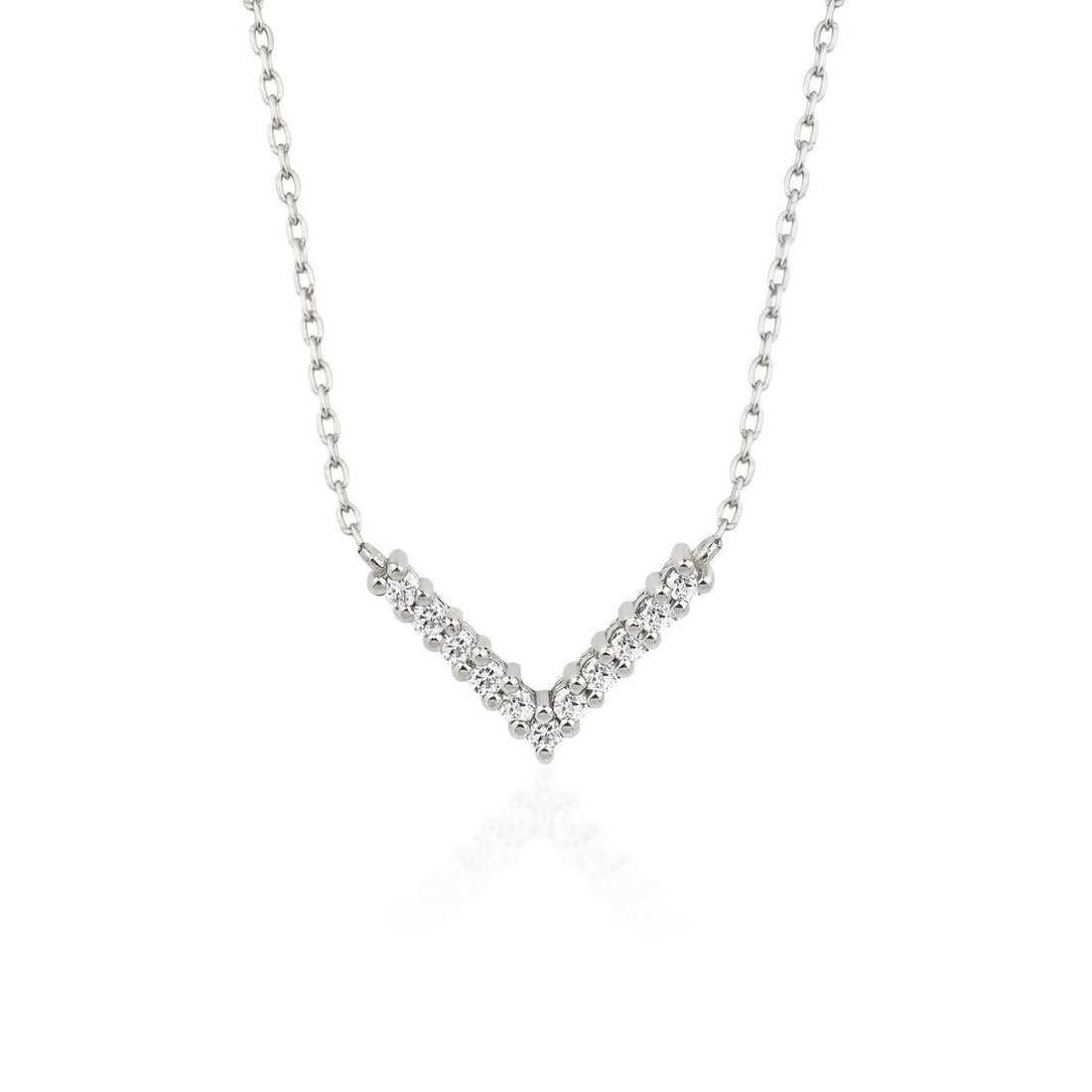 0.10 TCW Round Moissanite Diamond V Shaped Necklace