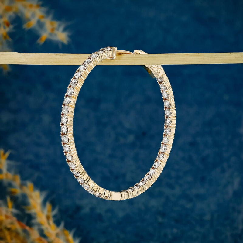2.66 TCW Round Moissanite Diamond Hoop Earrings