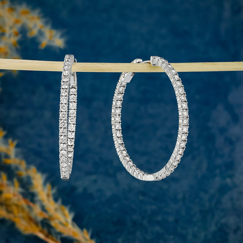 2.66 TCW Round Moissanite Diamond Hoop Earrings