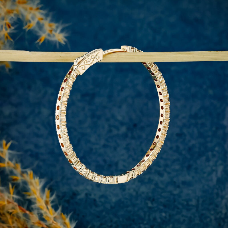 2.66 TCW Round Moissanite Diamond Hoop Earrings