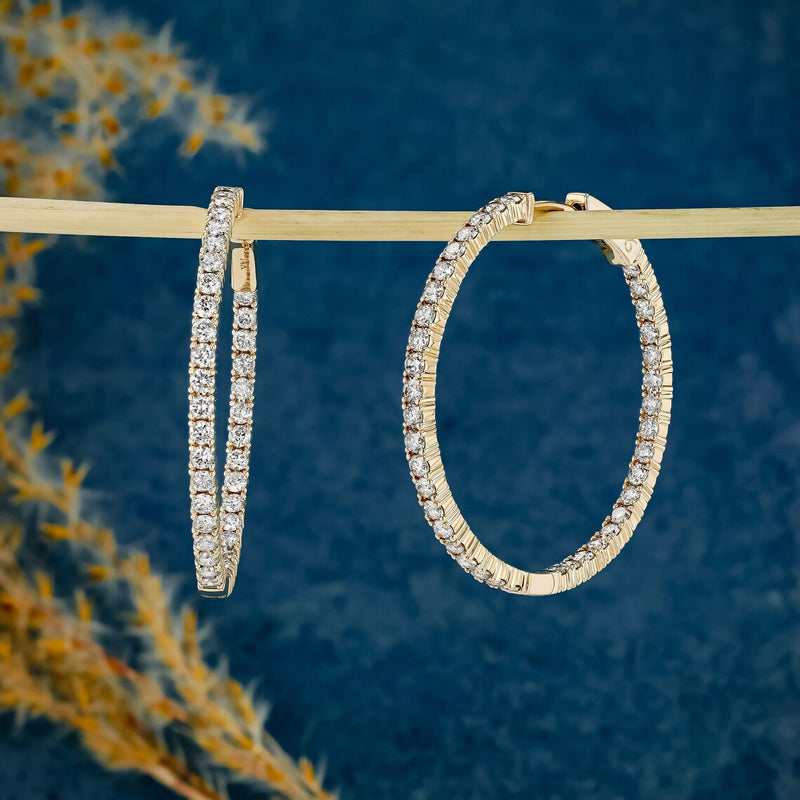 2.66 TCW Round Moissanite Diamond Hoop Earrings