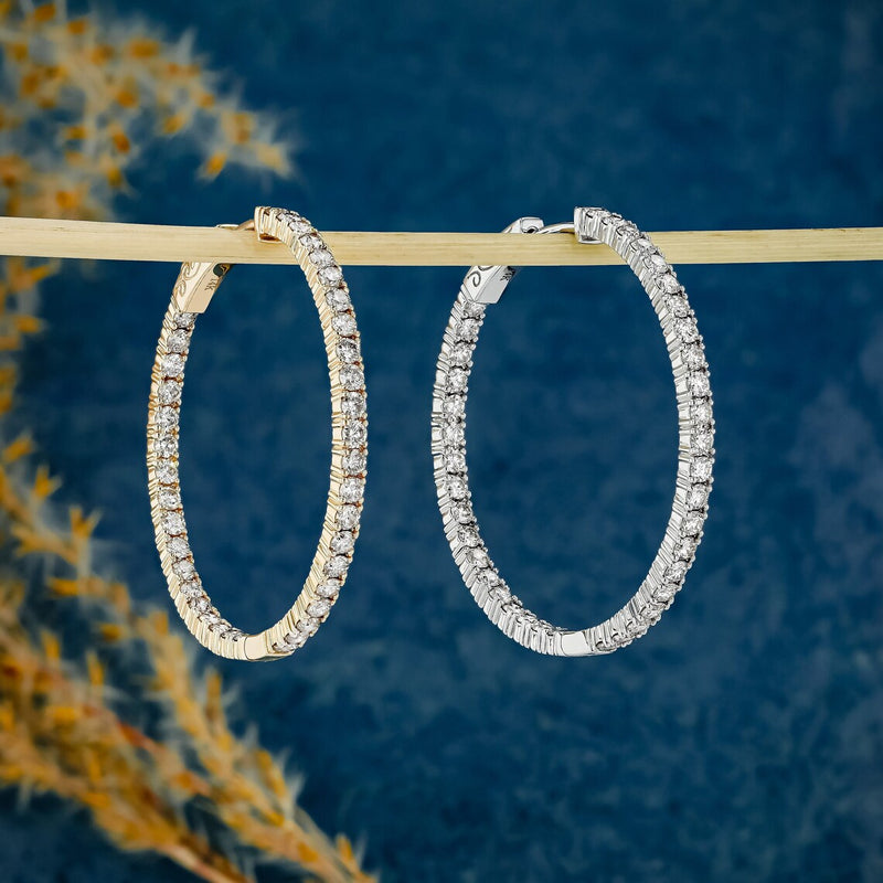 2.66 TCW Round Moissanite Diamond Hoop Earrings