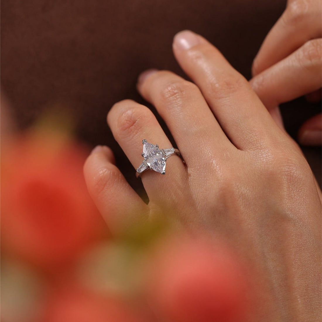 2.0 - 4.0 CT Marquise CVD Diamond Three Stone Style Engagement Ring