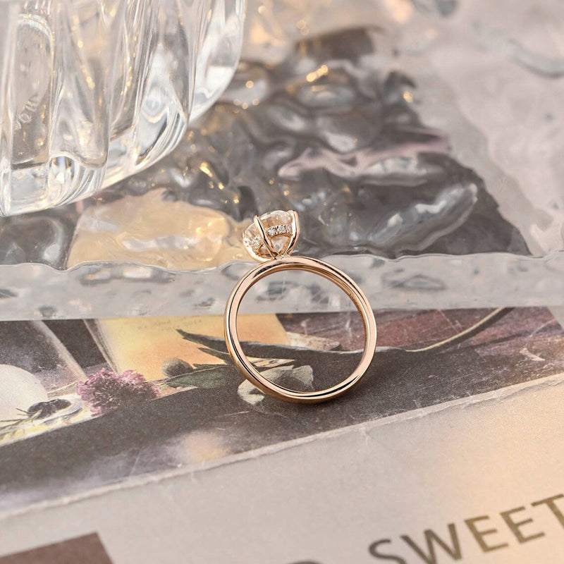 1.0-3.0 CT Oval  CVD Diamond Hidden Halo Engagement Ring