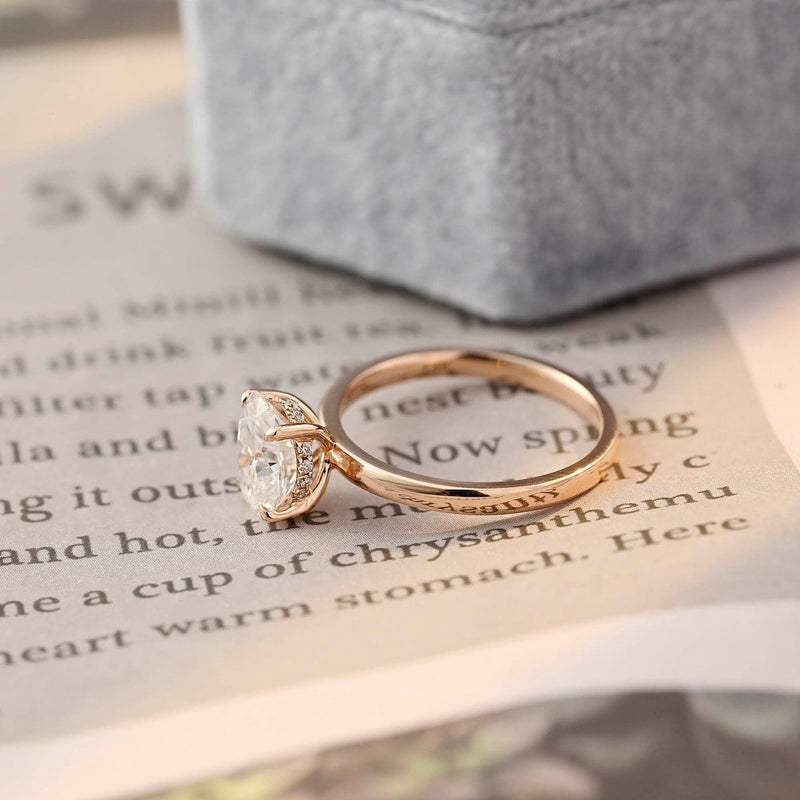 1.0-3.0 CT Oval  CVD Diamond Hidden Halo Engagement Ring