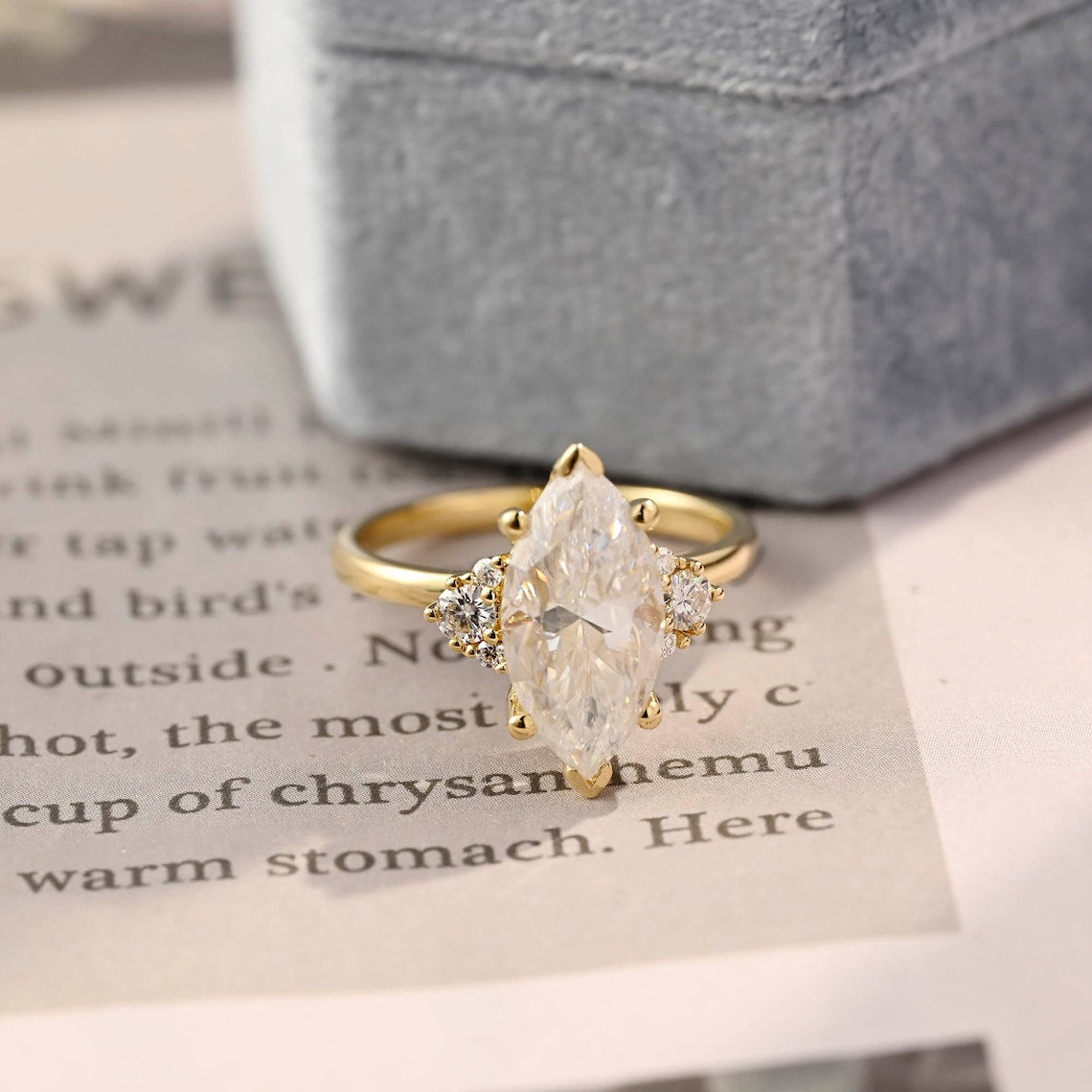 1.0 - 30 CT Marquise CVD Diamond Cluster Engagement Ring