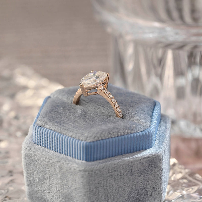 1.0 - 3.0 CT Pear CVD Diamond Pave Setting Engagement Ring