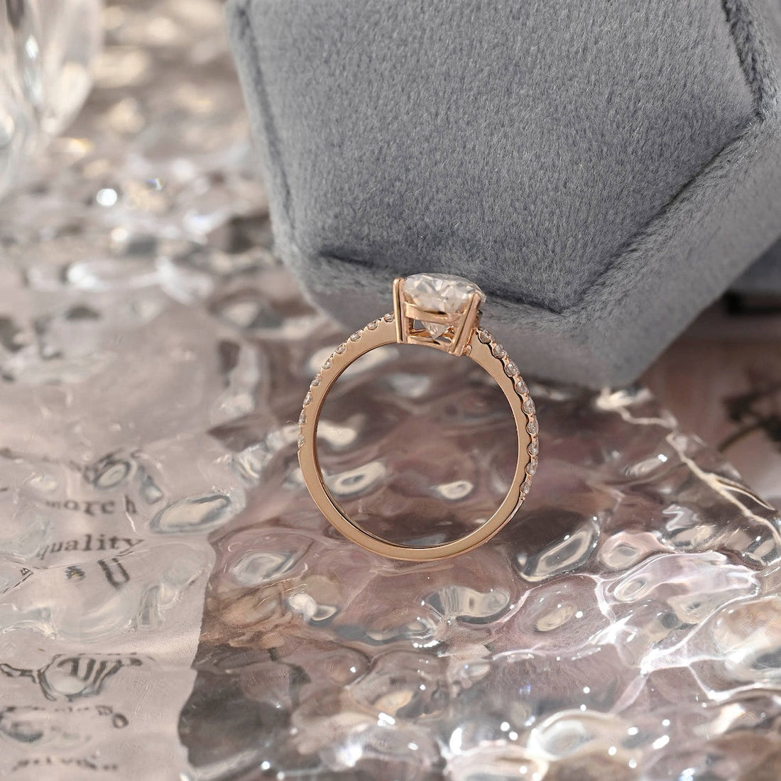 1.0 - 3.0 CT Pear CVD Diamond Pave Setting Engagement Ring