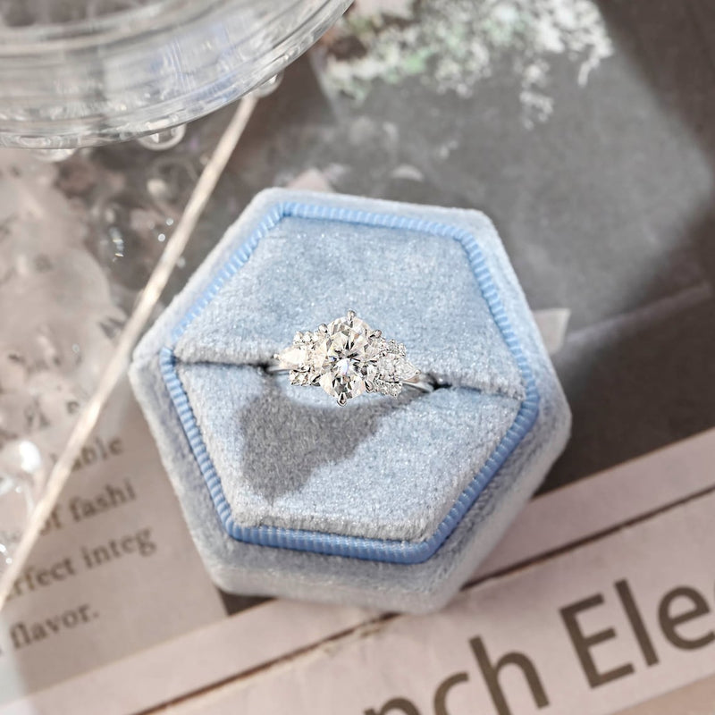 1.0 - 3.0 CT Oval CVD Diamond Cluster Setting Engagement Ring