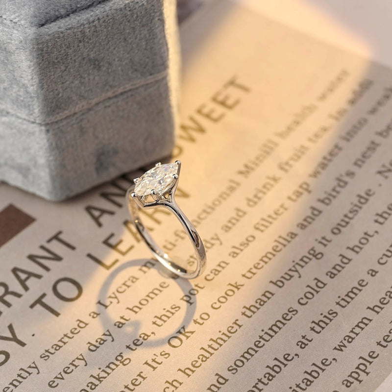 1.0 - 3.0 CT Marquise CVD Diamond Solitaire Engagement Ring