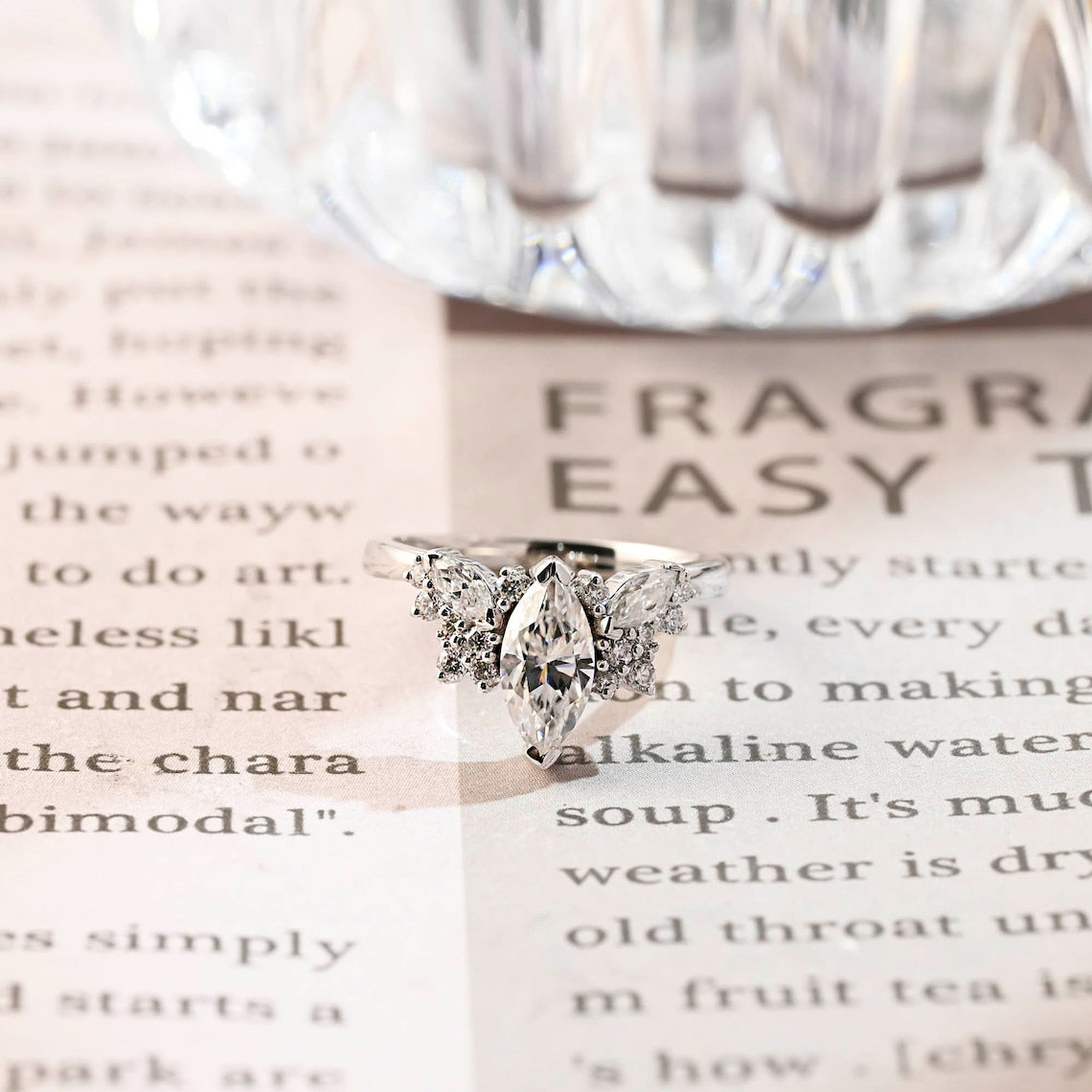 1.0 - 3.0 CT Marquise CVD Diamond Cluster Engagement Ring