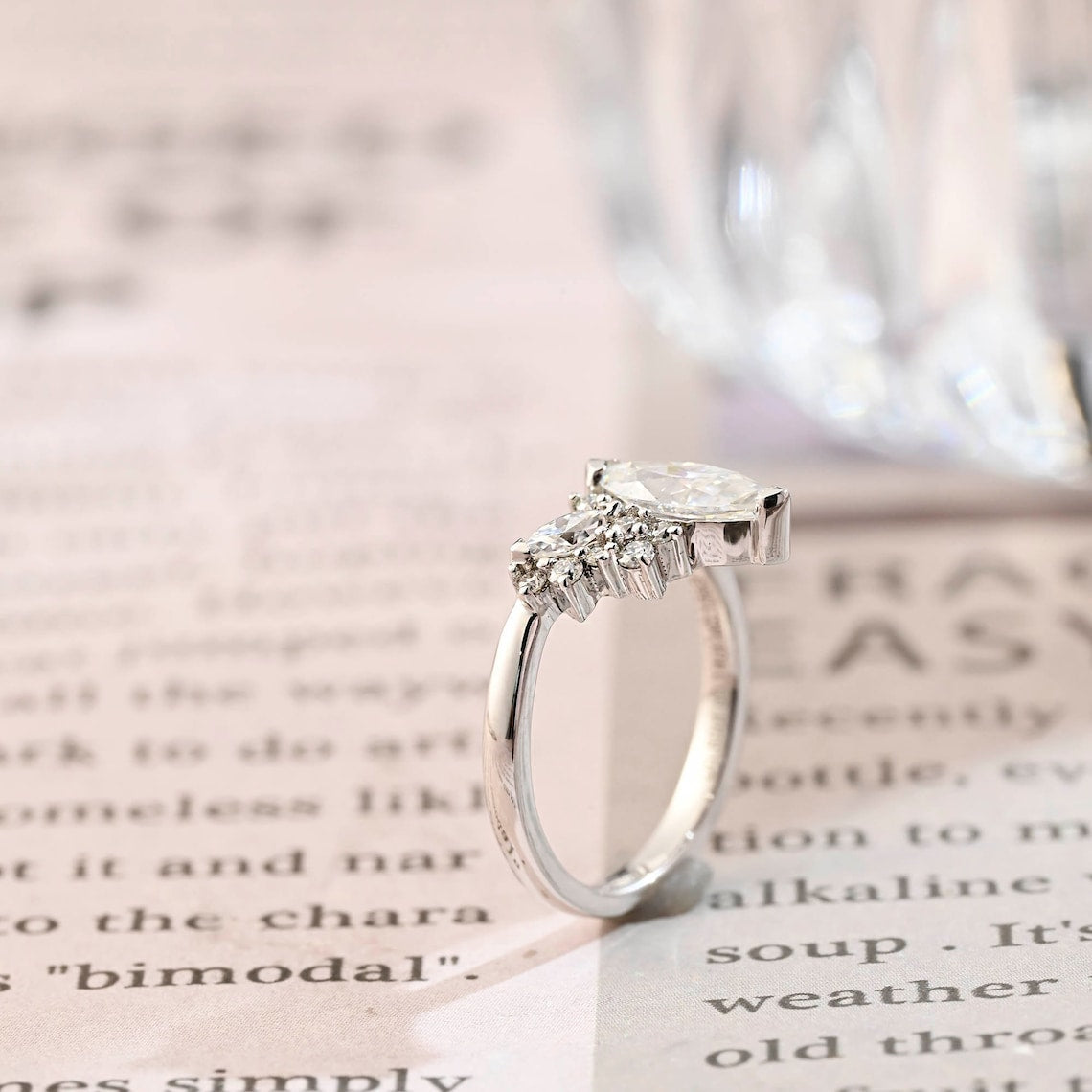 1.0 - 3.0 CT Marquise CVD Diamond Cluster Engagement Ring