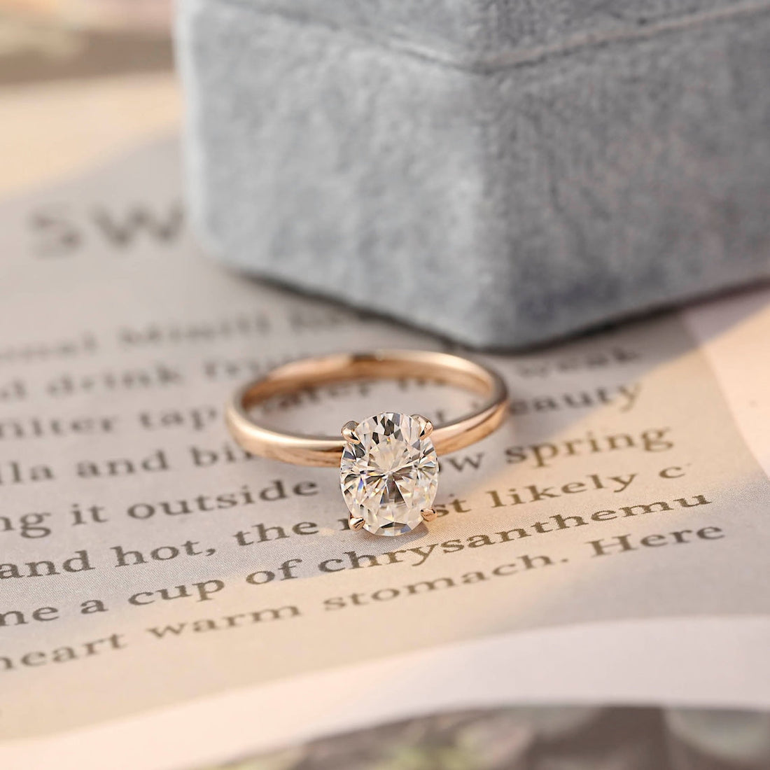 1.0-3.0 CT Oval  CVD Diamond Hidden Halo Engagement Ring