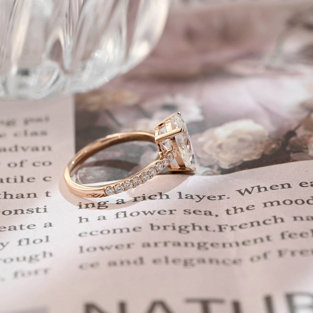 1.0 - 3.0 CT Pear CVD Diamond Pave Setting Engagement Ring