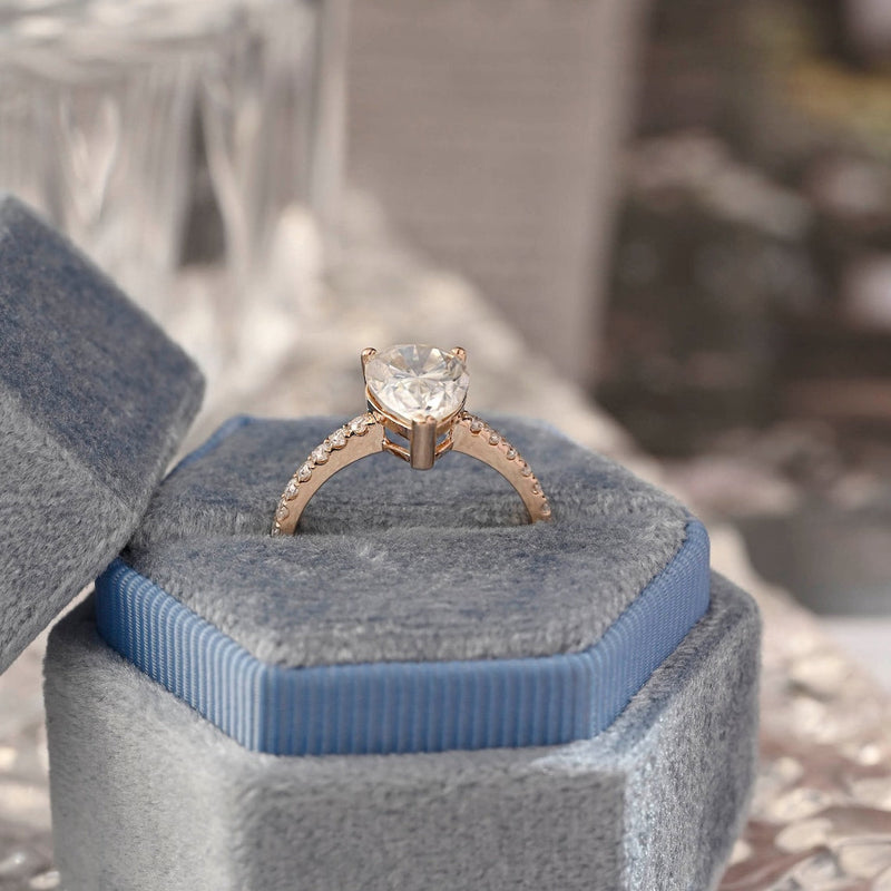 1.0 - 3.0 CT Pear CVD Diamond Pave Setting Engagement Ring