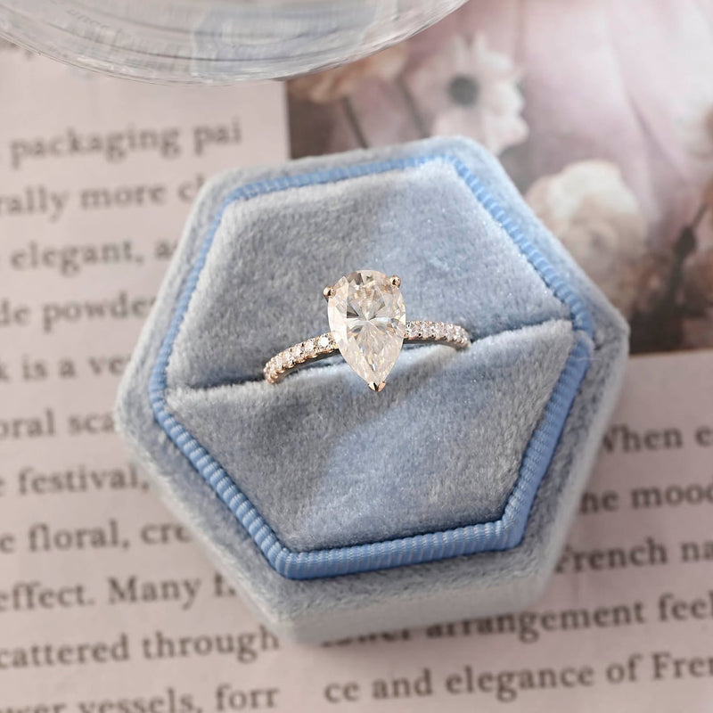 1.0 - 3.0 CT Pear CVD Diamond Pave Setting Engagement Ring