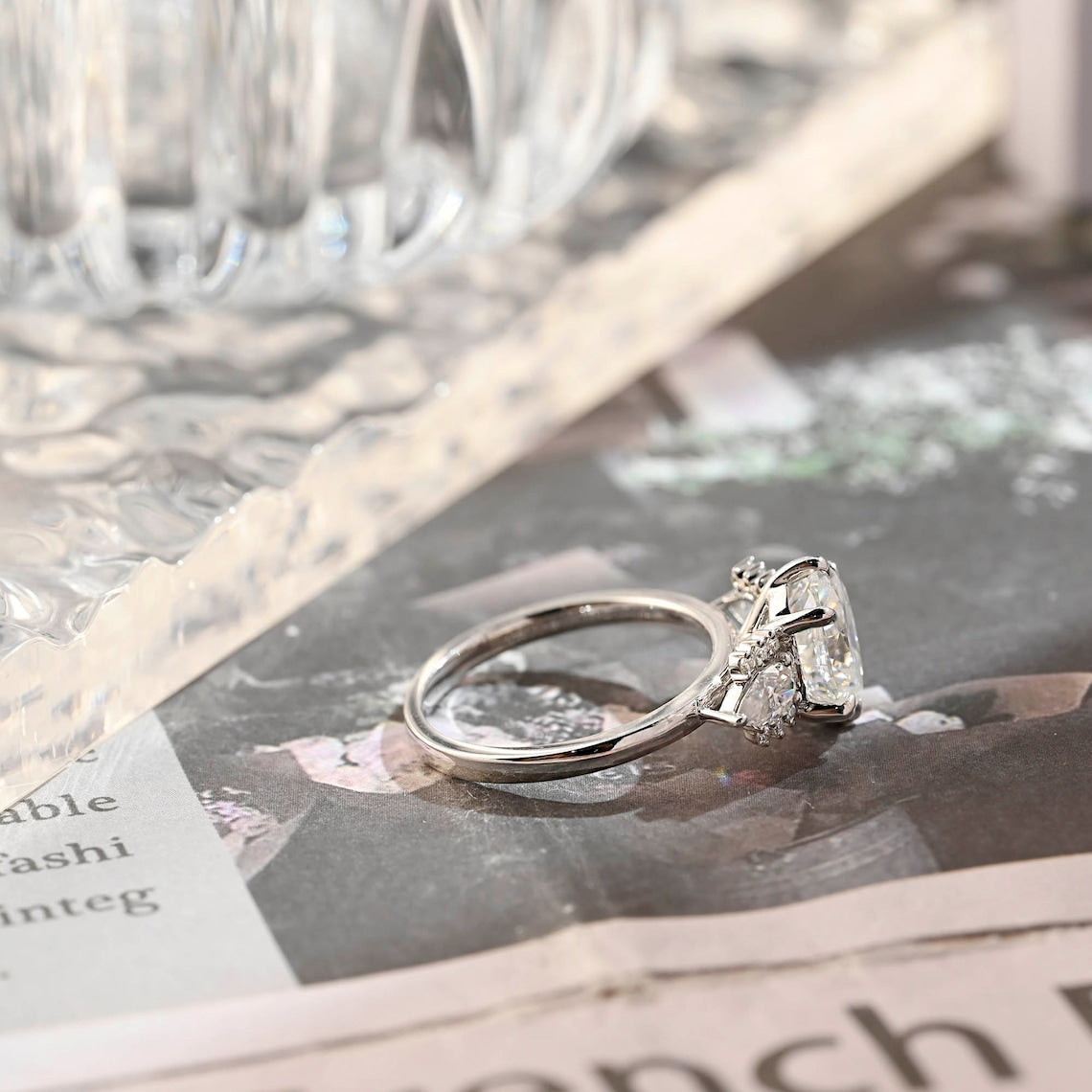 1.0 - 3.0 CT Oval CVD Diamond Cluster Setting Engagement Ring