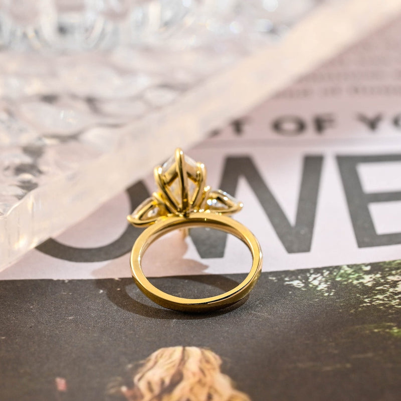 1.0 - 3.0 CT Marquise CVD Diamond Three Stone Style Engagement Ring