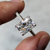 1.50-3.50 CT Radiant  CVD Diamond Pave Setting Engagement Ring