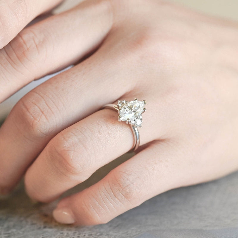 1.0 - 3.0 CT Marquise CVD Diamond Cluster Engagement Ring