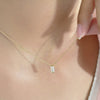 0.10 TCW Baguette Moissanite Diamond Solitaire Necklace