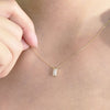 0.10 TCW Baguette Moissanite Diamond Solitaire Necklace