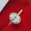 1.0-3.0 CT Oval CVD Diamond Halo Pave Setting Engagement Ring