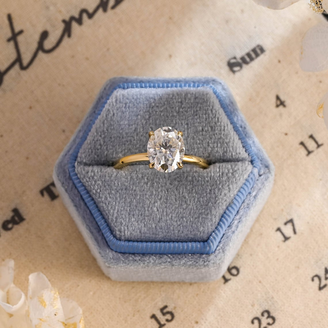 1.0 - 3.0 CT Oval CVD Diamond Solitaire Engagement Ring
