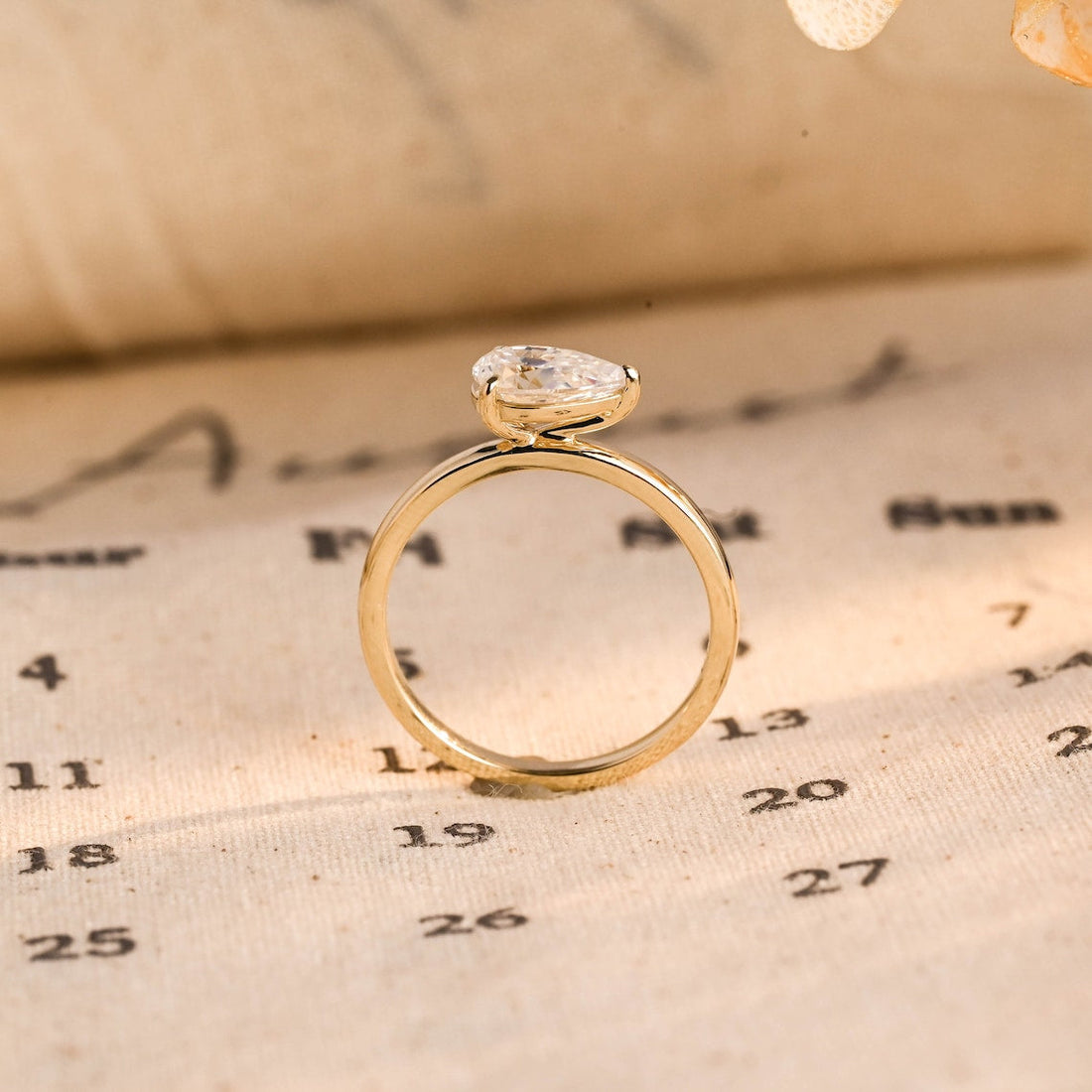 1.0-3.0 CT Pear CVD Diamond Solitaire Engagement Ring