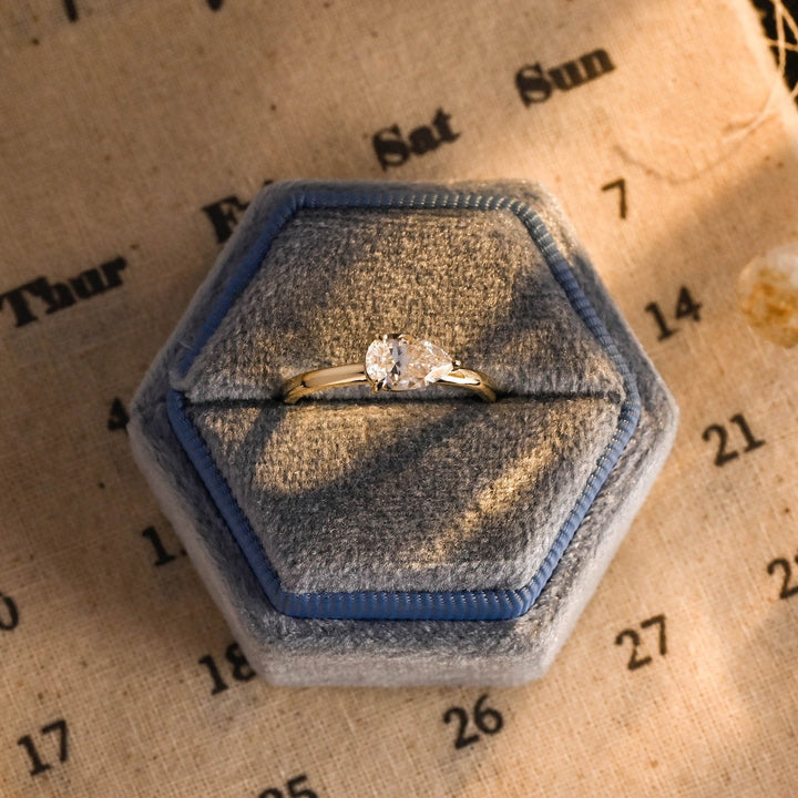 1.0-3.0 CT Pear CVD Diamond Solitaire Engagement Ring