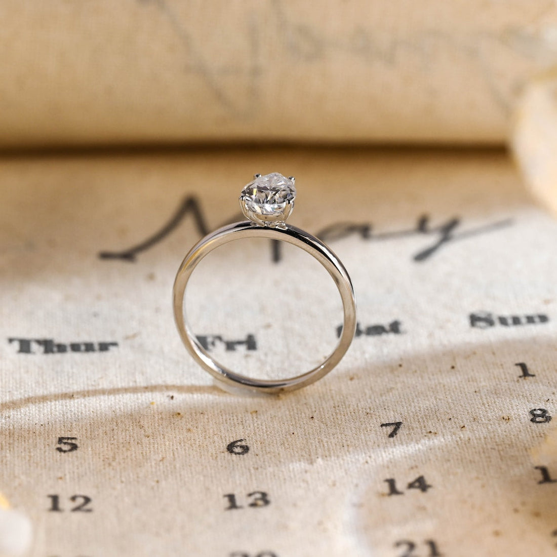 1.0 - 3.0 CT Pear CVD Diamond Solitaire Engagement Ring