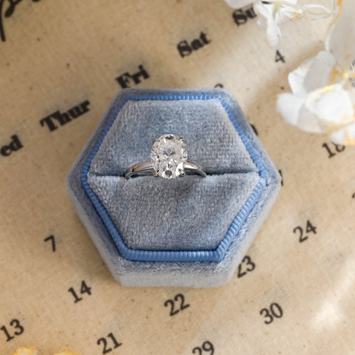 1.0-3.0 CT Oval  CVD Diamond Hidden Halo Engagement Ring