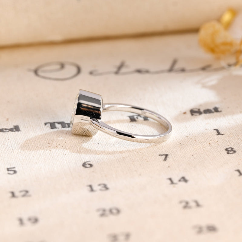 1.0-3.0 CT Oval CVD Diamond Bezel Solitaire Engagement Ring