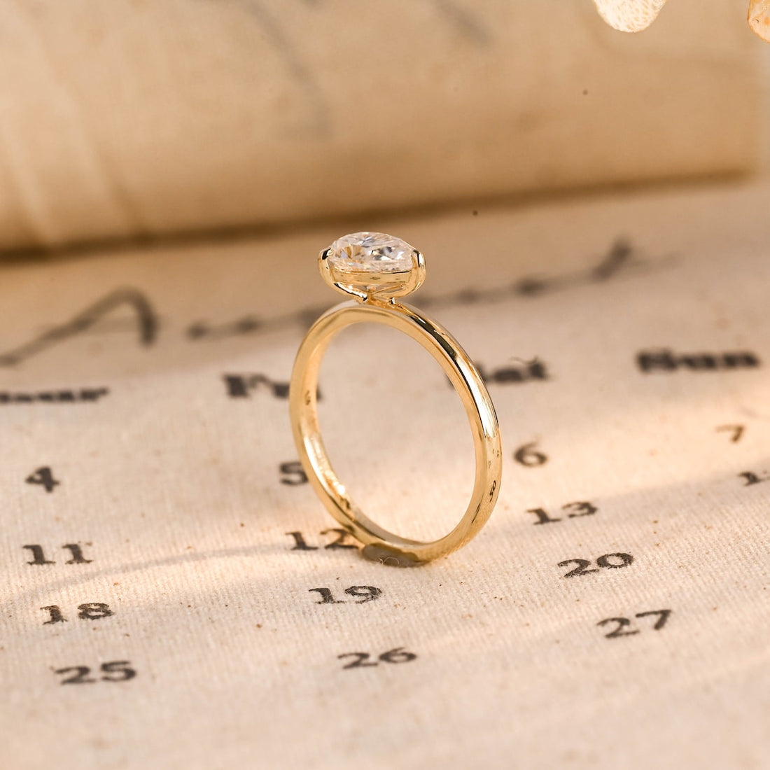 1.0-3.0 CT Pear CVD Diamond Solitaire Engagement Ring