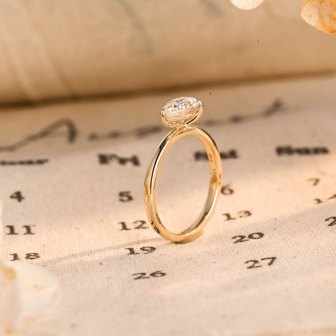 1.0-3.0 CT Pear CVD Diamond Solitaire Engagement Ring