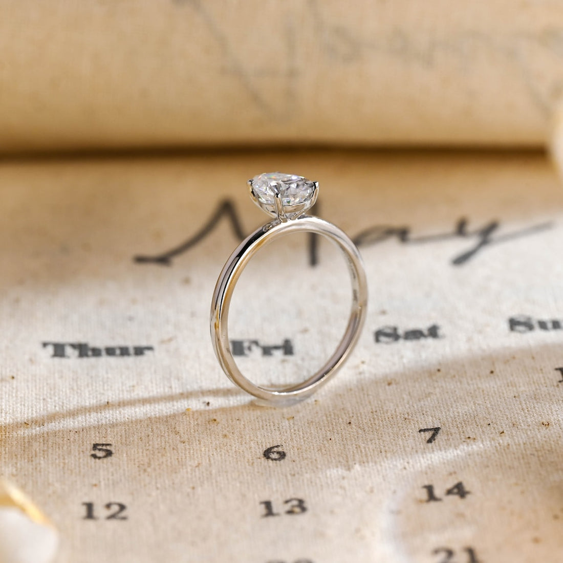 1.0 - 3.0 CT Pear CVD Diamond Solitaire Engagement Ring