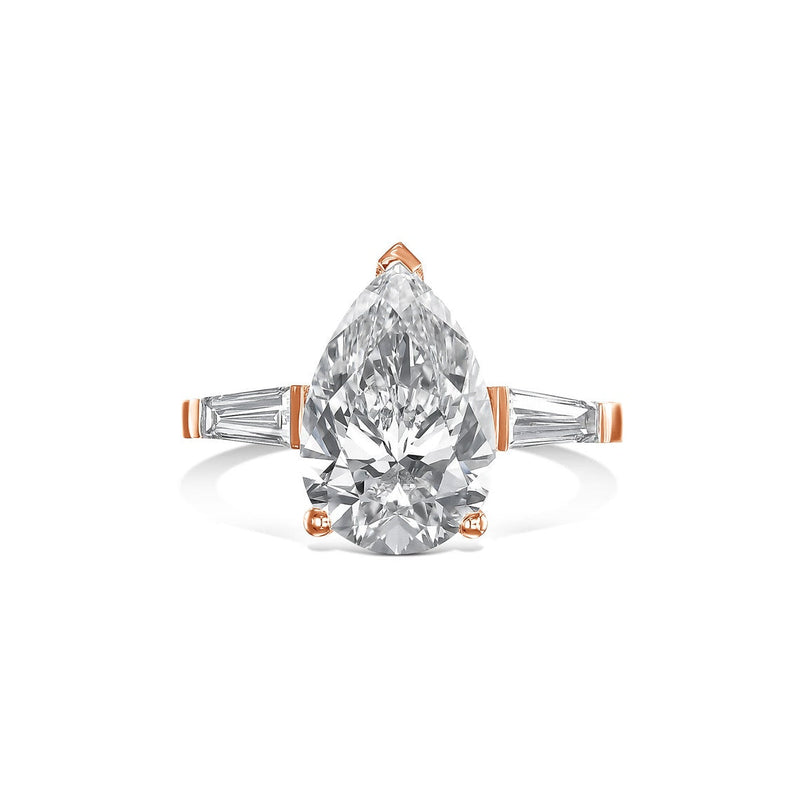 2.0 CT-4.0 CT Pear CVD Diamond Three Stone Engagement Ring