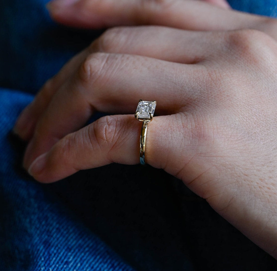 1.0-3.0 CT Emerald  CVD Diamond Solitaire Engagement Ring