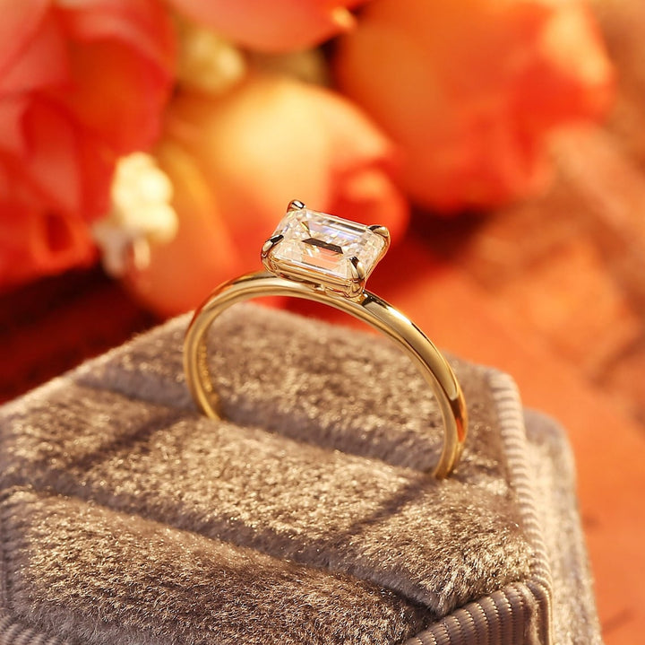 1.0-3.0 CT Emerald CVD Diamond Solitaire Engagement Ring