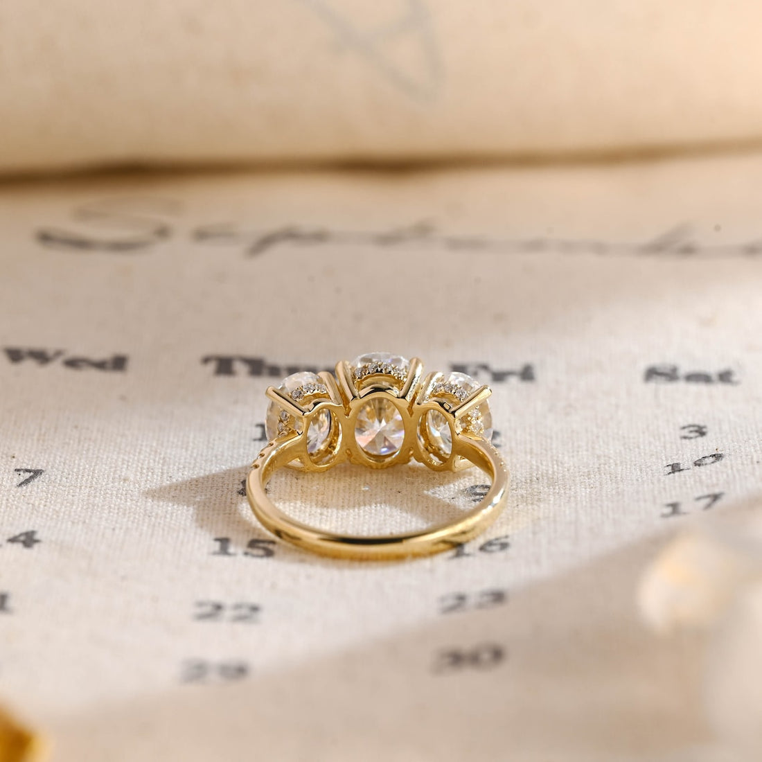 1.0 - 3.0 CT Oval F/VS1 CVD Diamond Three Stone Style Engagement Ring