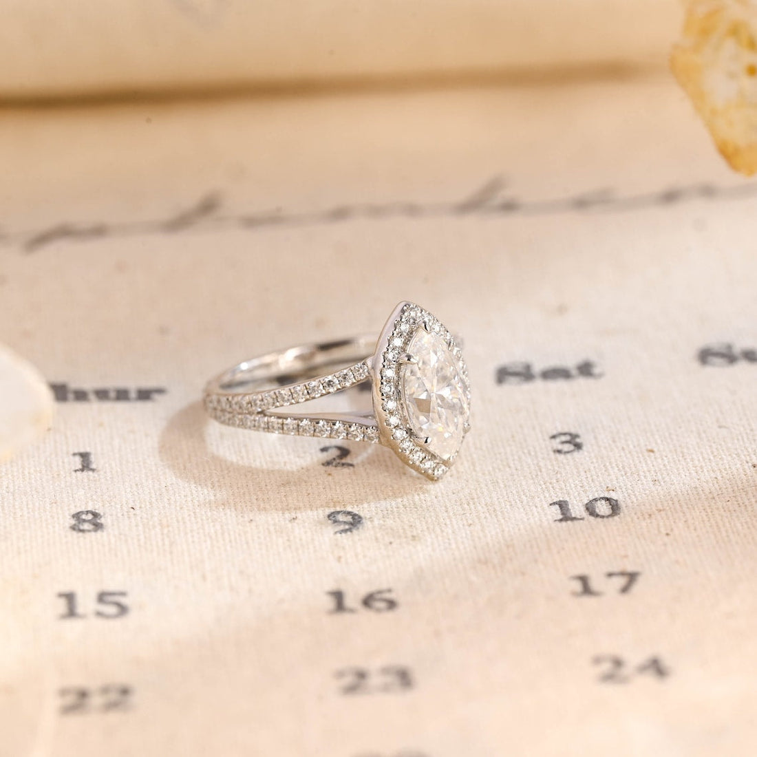 1.0 - 3.0 CT Marquise CVD Diamond Split Shank Style Engagement Ring
