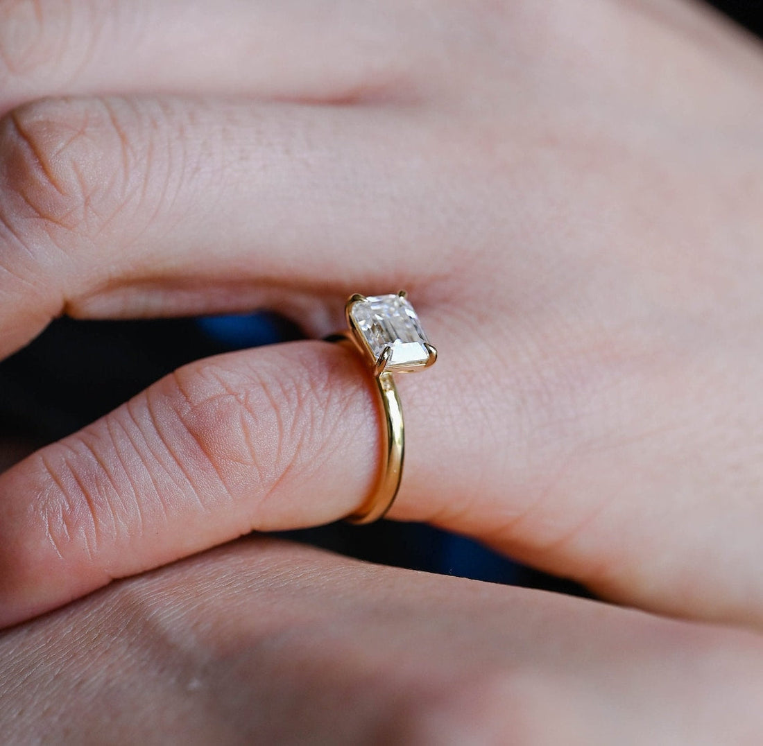 1.0-3.0 CT Emerald  CVD Diamond Solitaire Engagement Ring