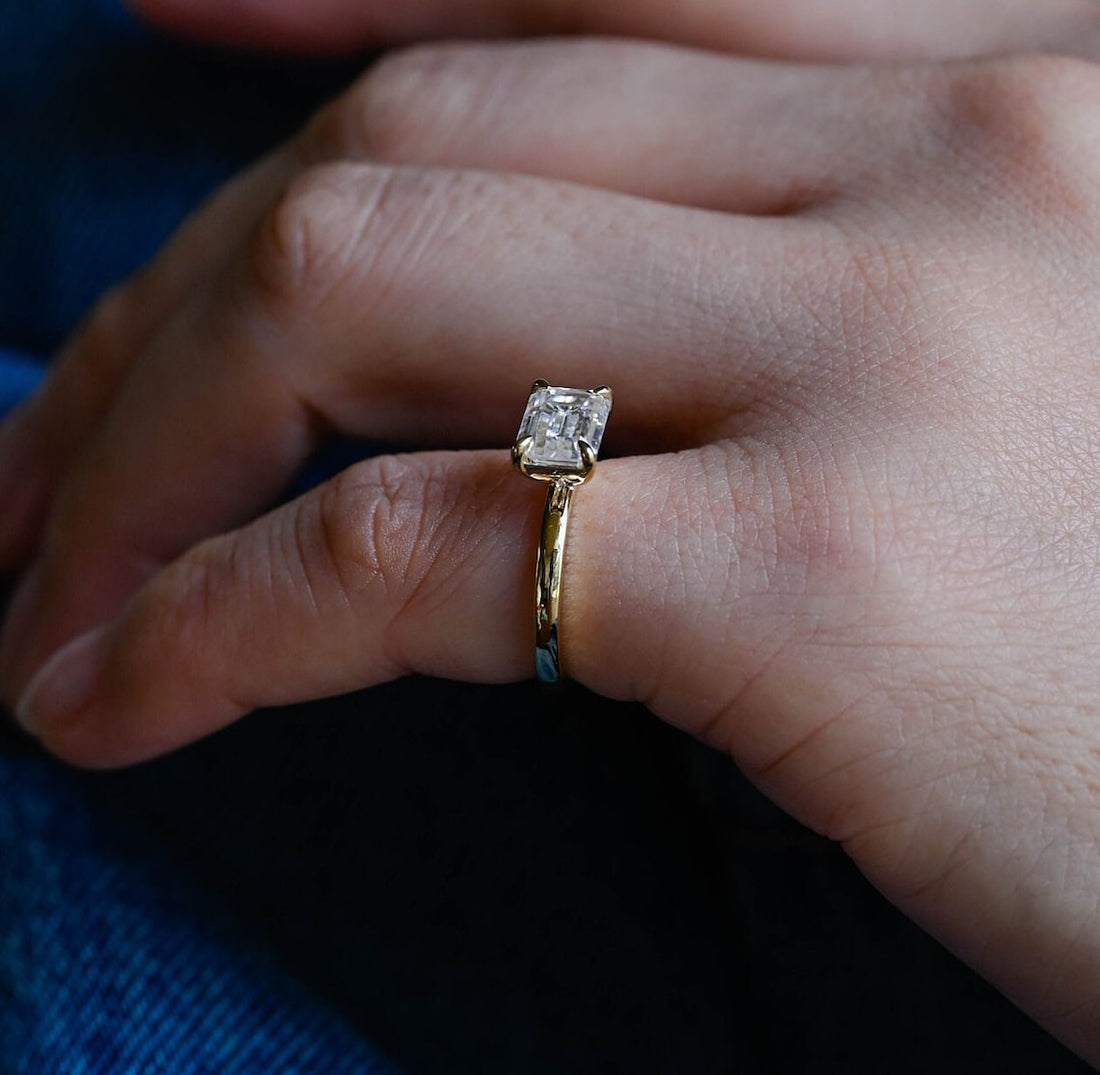 1.0-3.0 CT Emerald CVD Diamond Solitaire Engagement Ring