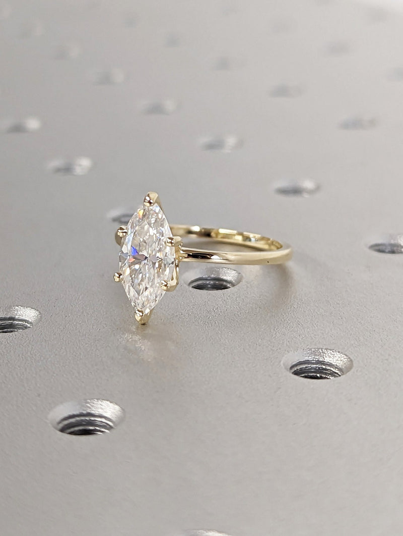 1.0 - 3.0 CT Marquise CVD Diamond Solitaire Engagement Ring