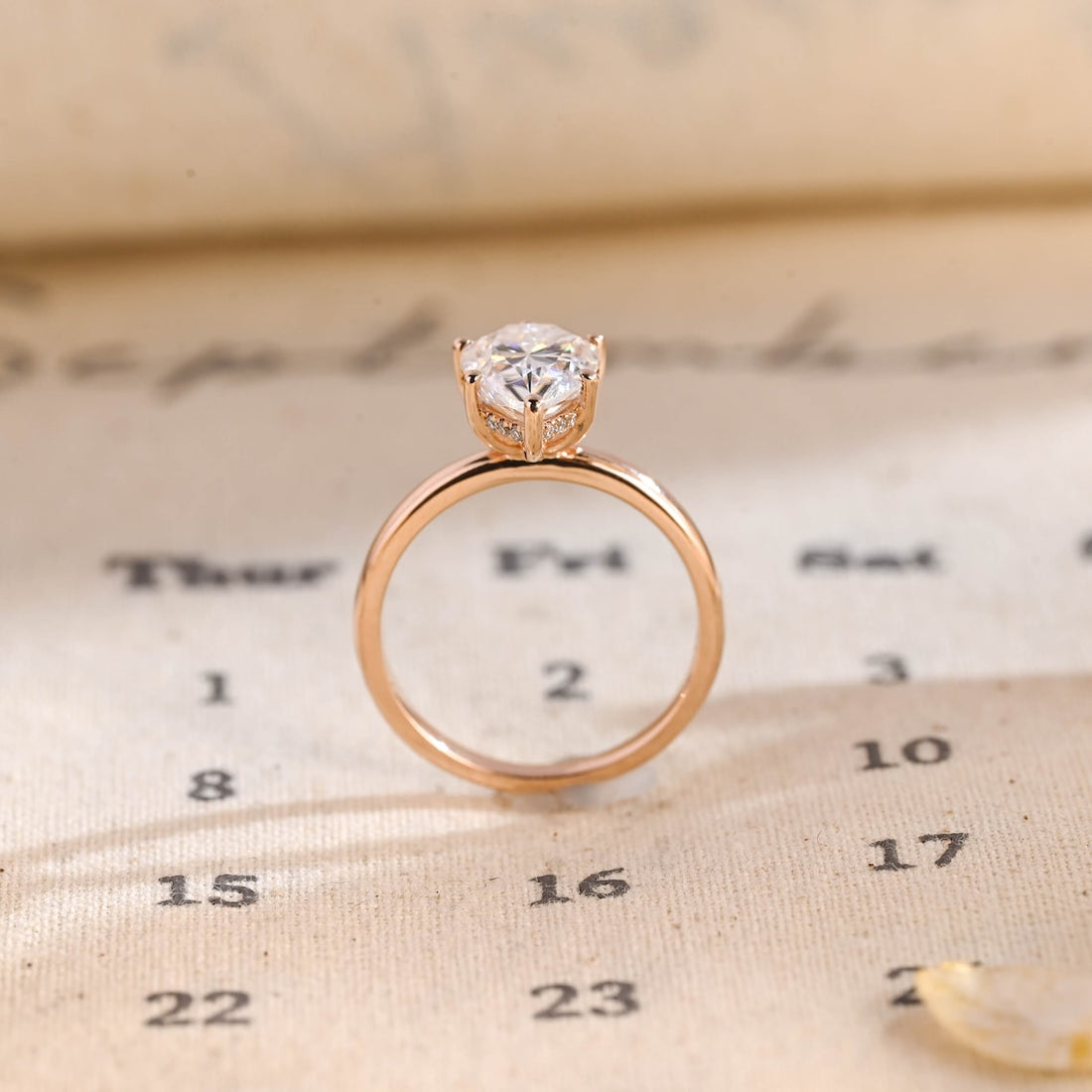 1.0 - 3.0 CT Pear CVD Diamond Solitaire Engagement Ring
